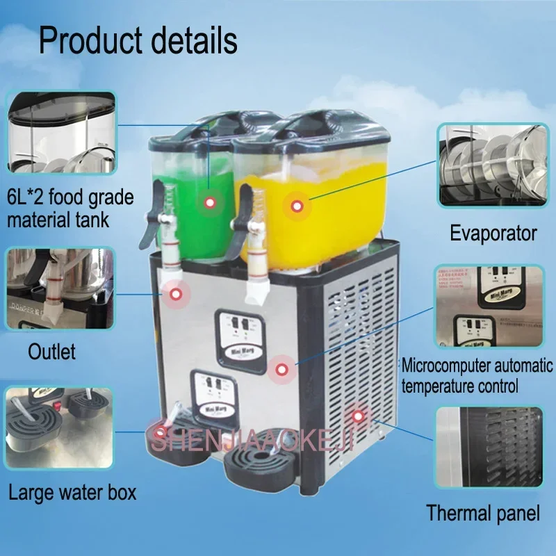 XC212A snow melting machine double cylinder 6L*2 mini snow melting machine Small commercial Slush Machines 5
