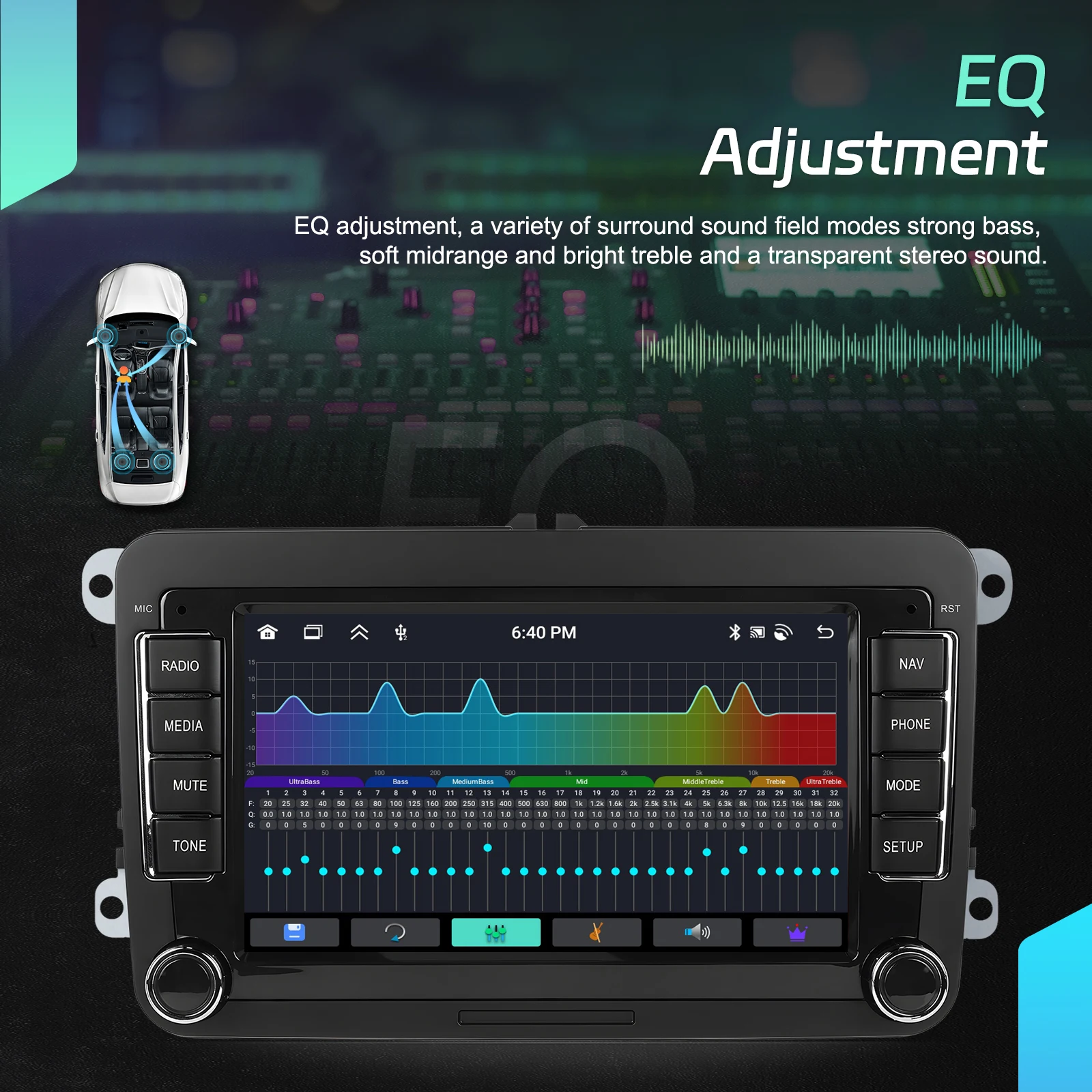 Radio Estéreo para Auto Podofo 6+128G Android 2Din, Carplay, Android Auto con Receptor FM, Voz AI, DSP para VW, Seat, Skoda, PASSAT, GOLF, Navegación GPS, Autoradio 4