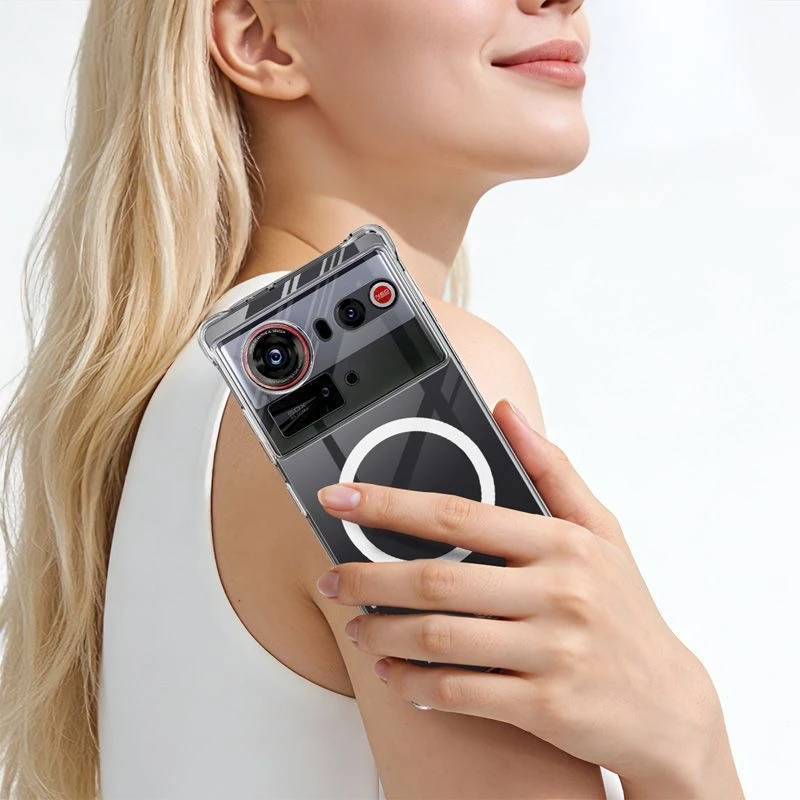 Magnetic Transparent TPU Shockproof Phone Case with MagSafe Compatibility
