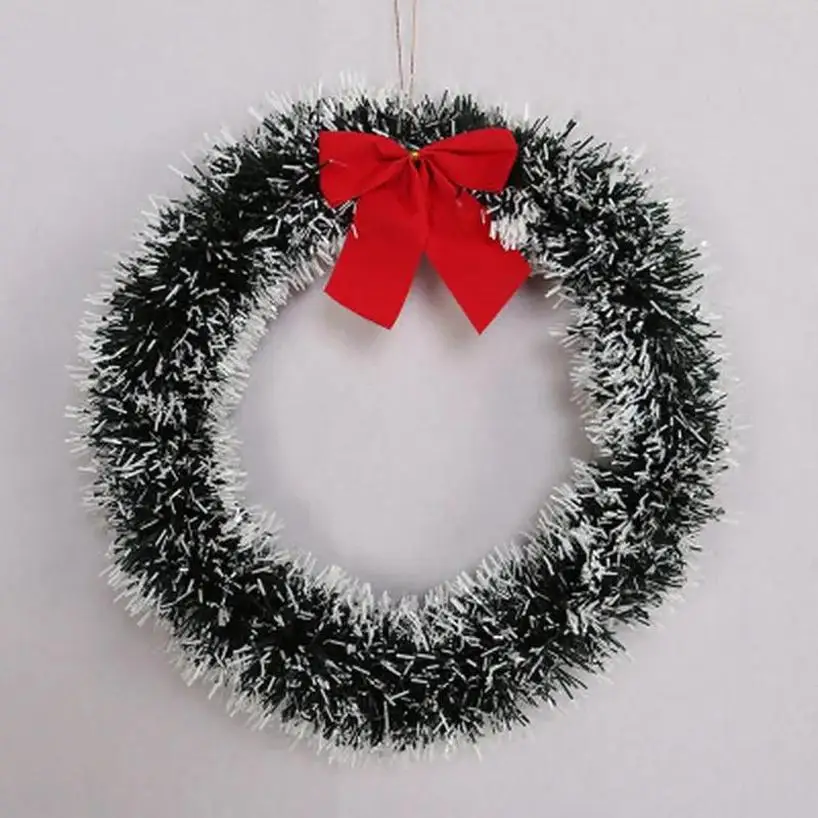 1 Pcs 35CM Christmas Garland With Bow Christmas Vine Ring Wreath Decoration Christmas Window Decoration