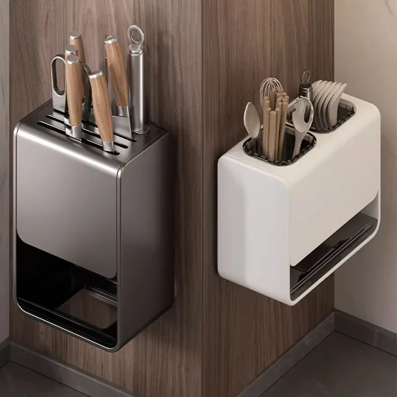 Carbon steel kitchen chopstick holder, household countertop, chopstick basket, drain storage rack, wall mounted