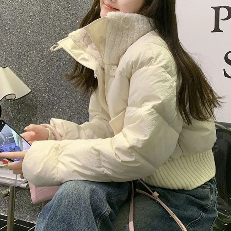 

Женская короткая куртка-пуховик с длинным рукавом, однотонная