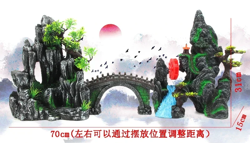 RA AquaTech Onderwater Zand Waterval Aquarium Bergzicht Decoratie Groot Ornament Landschap (Large