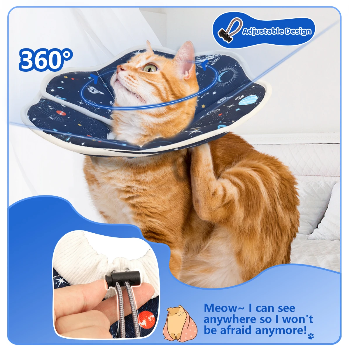 A new Elizabethan collar, stylish and high-value cartoon printed pet protective cover, dog protective cover, cat anti-licking st 2