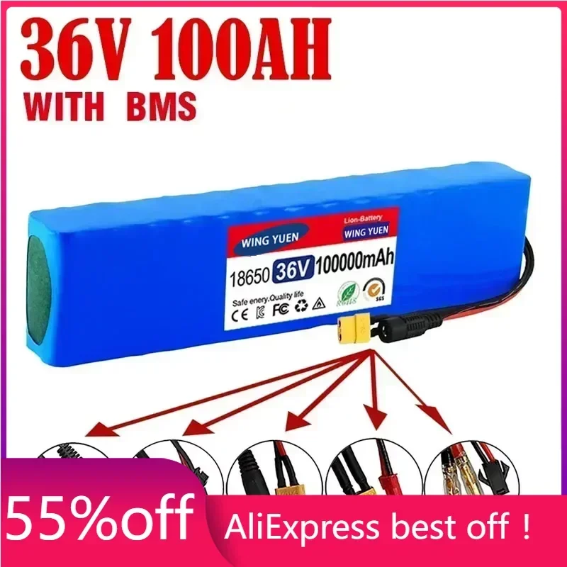 

NEW 36V 100Ah 18650 Rechargeable Lithium Battery Pack 10S3P 1000W Power Modified Bicycle Scooter Electric Vehicle with BMS