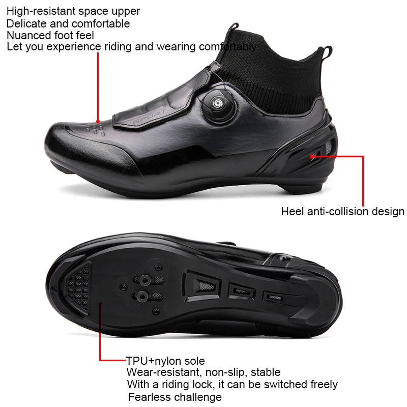 Men's Spd Road Bike Shoes High Top Carbon Cleats Self-locking Mtb Cycling Sneaker Women Outdoor Flat Racing Bicycle Footwear