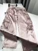 Silk Pink Drawstring Satin Baggy Cargo Pants Women Summer Solid Black Beige Gray Wide Leg Trousers Streetwear Vintage Bottoms 5