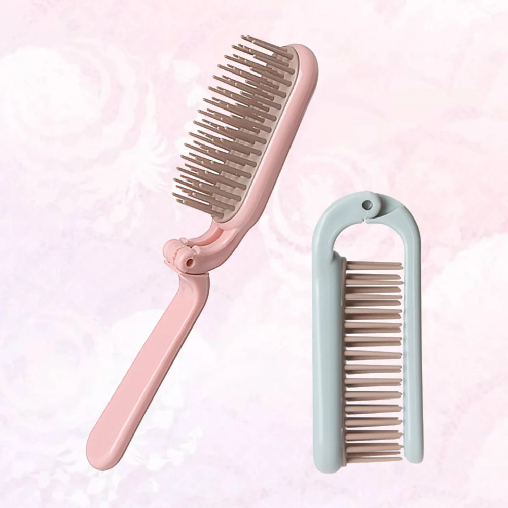 

2pcs Fodable Travel Hair Comb Anti- static Hair Scalp Comb Detangle Brush Hair Styling Tool For Wet Dry Curly Straight Hair (,