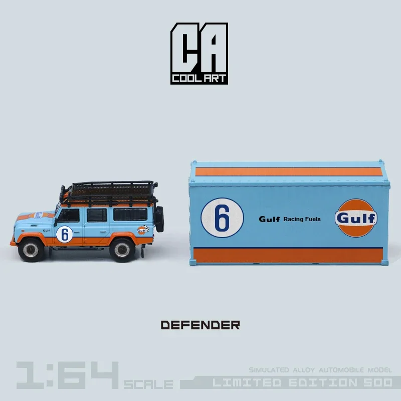 

Классное искусство/время Micro 1:64 Land Rover Defender Blue с металлическим контейнером литой коллекции моделей автомобилей