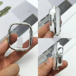 Elegant Four - Sided Diamond Inlaid PC Watch Protective Case with Shell Film - 40mm (Silvery white)