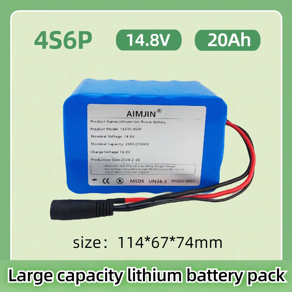 

14.8V 20Ah 4S6P 18650 Li-iom Battery Pack Night Fishing Lamp Heater Miner's Amplifier Batteries with BMS