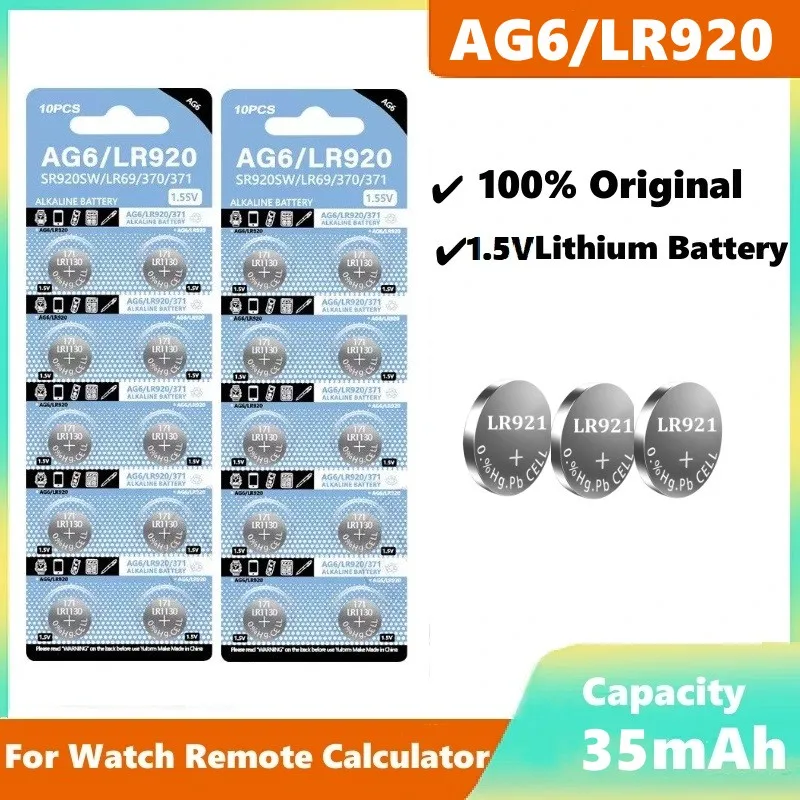 1-10PCS Original Renata 371 SR920SW AG6 LR920 LR69 920 1.55V Silver Oxide  Watch Battery Toys Remote Control Button Coin Cell - AliExpress