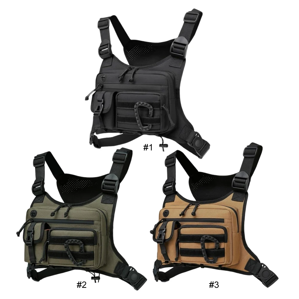 Outdoor Cycling Chest Bag Large Capacity Multifunctional Vest Chest Bag Adjustable Strap Nylon Hunt Vest Bag Work Backpack