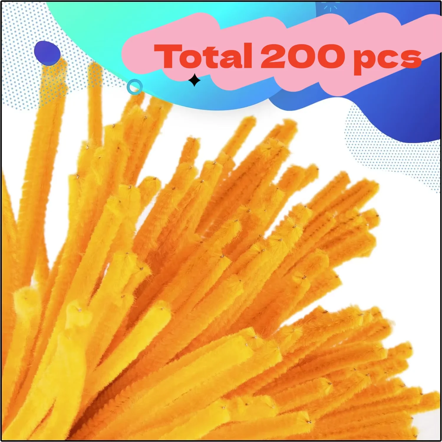 Chenille Pipe Cleaners Chenille Craft Supplies Yellow series Pipe Cleaners Craft Supplies Chenille Stems for Kids DIY Art Craft Projects 0.6cmX30cm