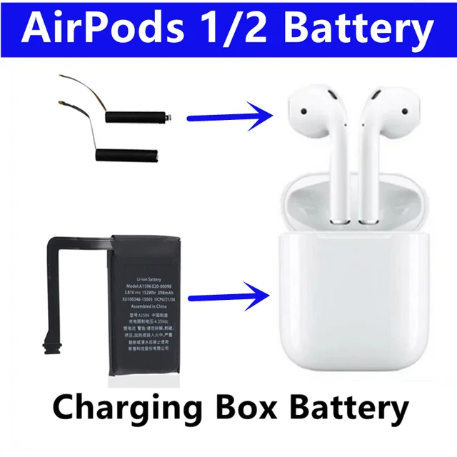 Batterie pour Airpods 1/2 A1604 A1602 A1523 A1722 A2032 A2031, boîtier de  charge pour écouteurs sans fil A1596 - AliExpress