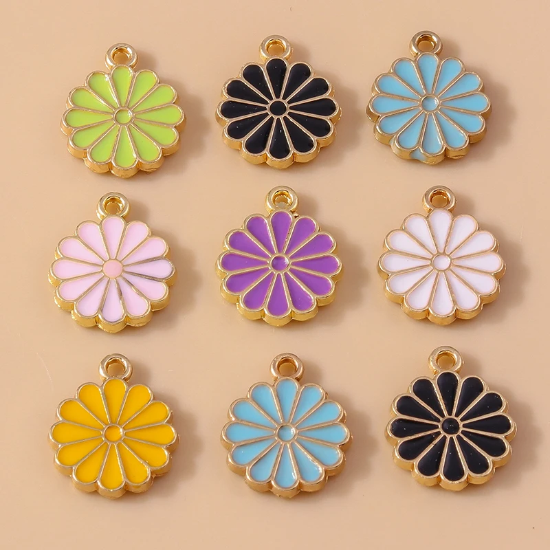 Duarte 20 Teile/los Nette Bunte Emaille Blume Charms Anhänger für Die Herstellung Von Halsketten Ohrringe Armbänder DIY Handwerk Schmuck Erkenntnisse – Detail 2