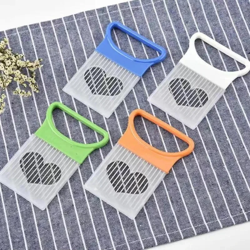 1pc Random Color Stainless Steel Onion Holder Slicer Vegetable Fixed Slicer