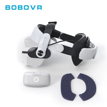 BOBOVR M3 PRO 배터리 헤드 스트랩, 오큘러스 퀘스트 3 VR과 호환 가능, 멀티 포인트 조정, VR 액세서리용 5200mAh 배터리 팩