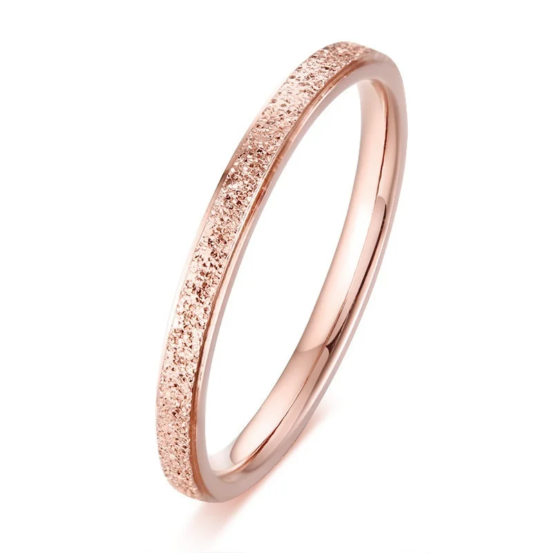 Elegant 2mm Frosted Stainless Steel Finger Ring - Top Quality, Never Fades