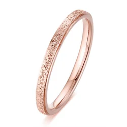 Elegant 2mm Frosted Stainless Steel Finger Ring - Top Quality, Never Fades - 8 (Rose gold)