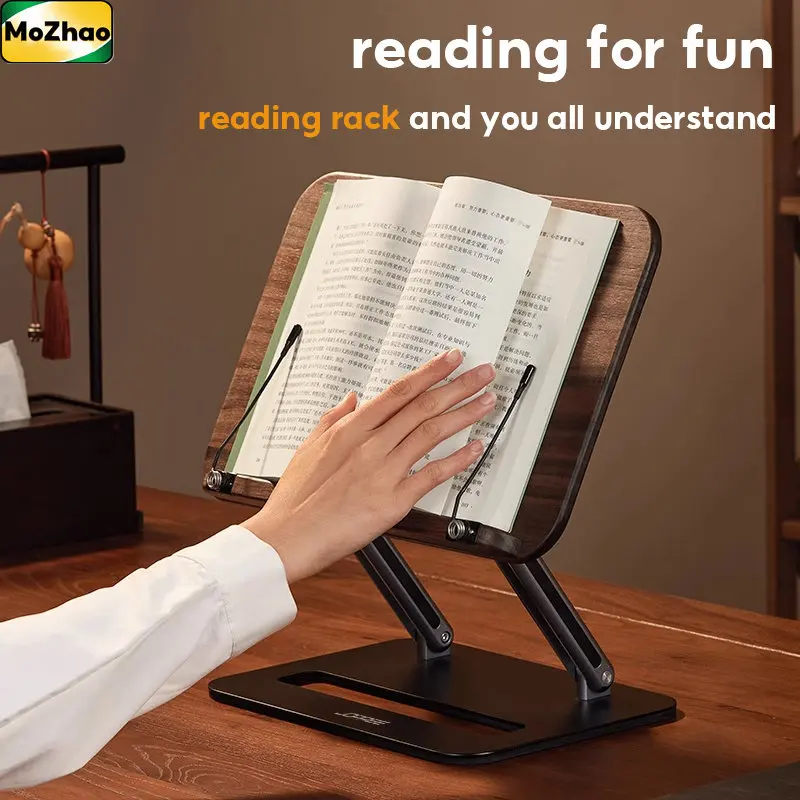 MoZhao Book Stands Reading Solid Wood Desktop Lifting Reading Reading Clip Book Fixed Wooden Tablet Ipad Shelf Walnut Book Stand