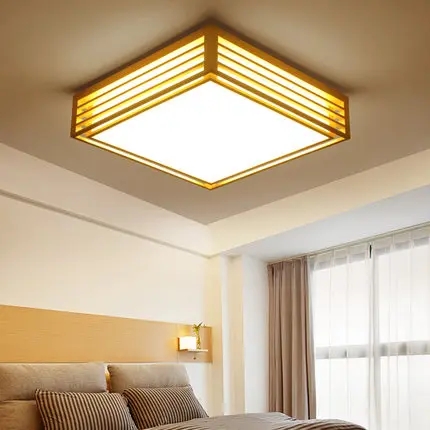 

Персонализированная квадратная лампа для потолка, Скандинавская лампа из цельной древесины с японскими татами для спальни, кабинета, ресторана, лампа для гостиной