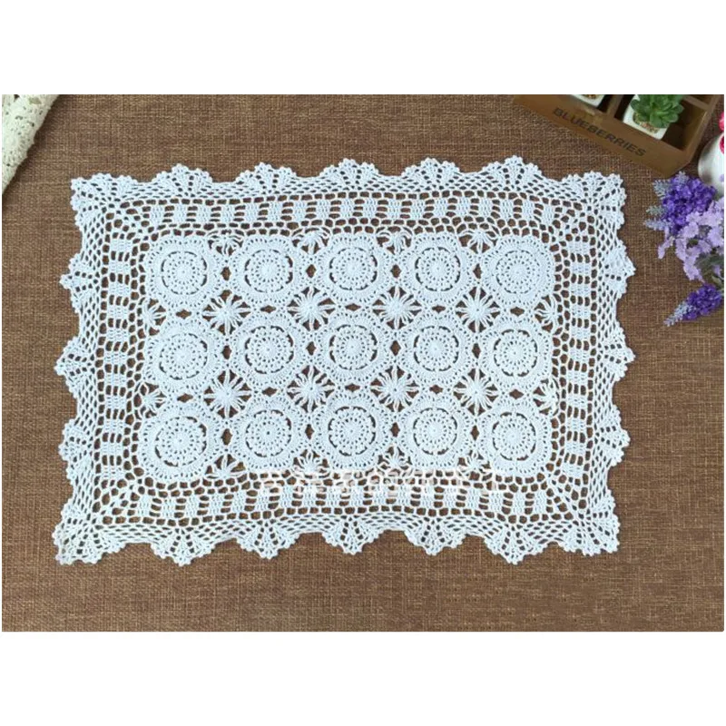 Vintage Crocheted Doilies Oval Table Mat Shabby Chic Crochet Placemet 30x45cm 4