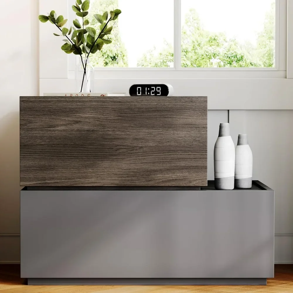 Modern bedside table, stackable storage drawers, modular bedroom furniture set, 15 "D x 26" W x 22 "H