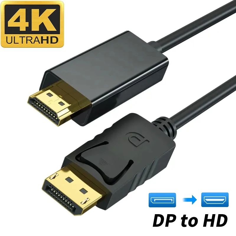 

4K DisplayPort to HDMI-compatible Cable DP to HD Adapter Display Port Video Audio Cable for PC Laptop HDTV Projector Monitor 3m