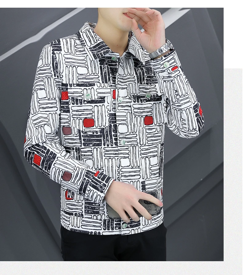 Modische Herren Freizeitjacken Blazer Frühling Herbst Hip-Hop Streetwear Slim Fit Mäntel Jugendliche Einreihige Oberteile Hemden Kleidung – Detail 17
