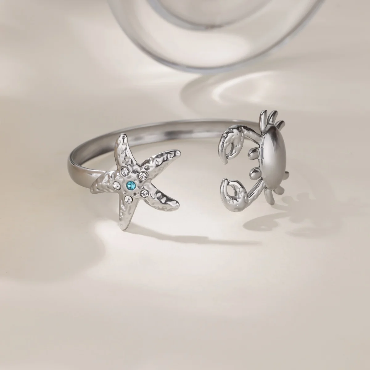 Cubic Zirconia Starfish Cuff Bracelets for Women