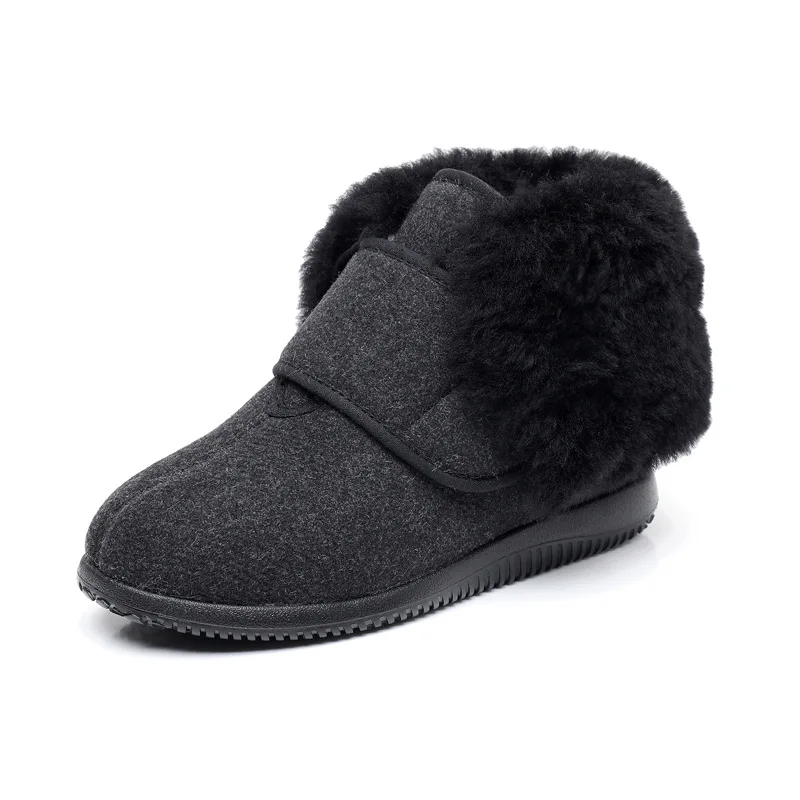 

Winter New Plush And Warm Women's High Cotton Boots Wool Integrated Adjustable Diabetes Deformed Feet Shoes In Fleece