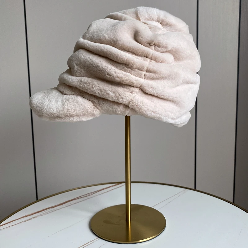 

Женская шапка Pudi из кроличьего меха, шапка, женский зимний теплый берет, козырьки, шапочки, шапочки HF209