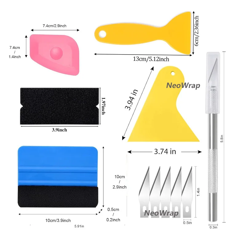 Vinyl Wraps Applicator Tool Kit Window Tint Film Car Wrapping Tools Felt Squeegees Windshield Plastic Scraper Wrap Knife Blade car wrapping tools