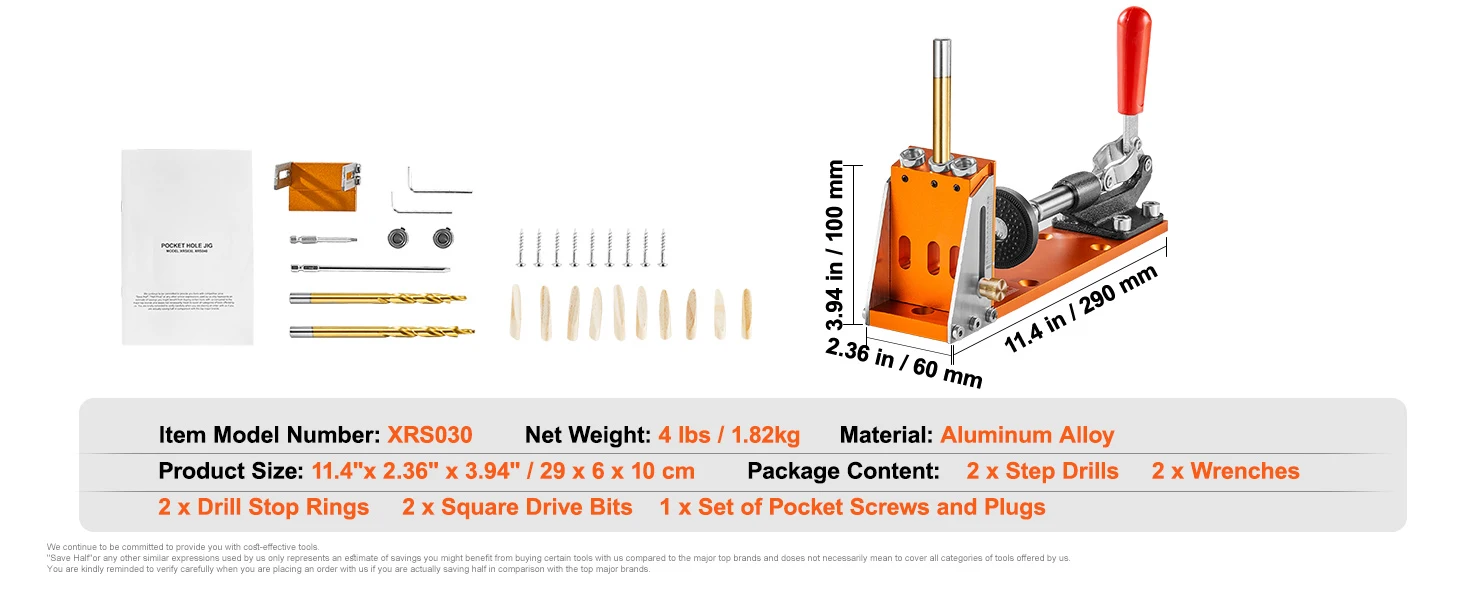 Accessory set included with the pocket hole jig kit