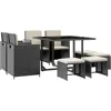 Space Saving Wicker Chairs with Glass Table and Ottomans, Cushioned Seating and Back Sectional Dining Sets, Garden Sofas 4