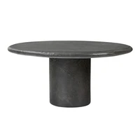Meubles wabi sabi, table basse ronde noire vintage, table à dîner antique, table de réception 6