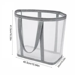 Foldable Mesh Laundry Basket with Reinforced Handle - Large Capacity Multi - Functional Storage Organizer - XL (Light Grey)
