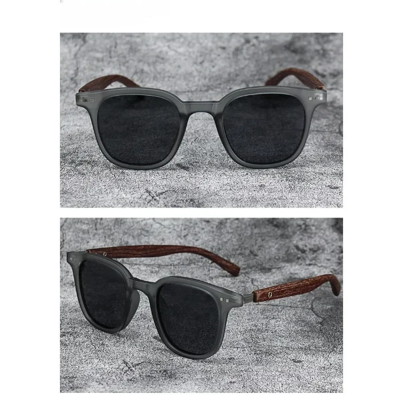 Wood-Grain Retro Sunglasses