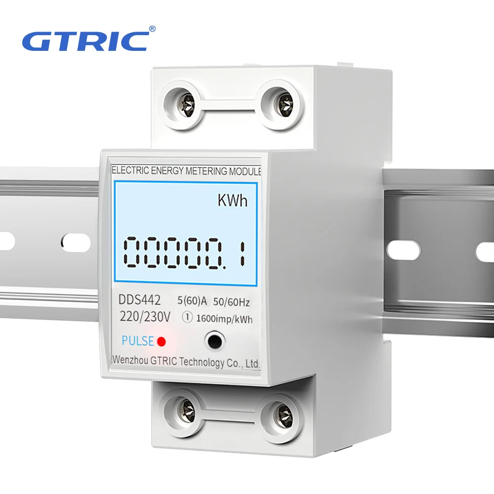 Electric Energy Meter with LCD Digital Display and DIN Rail Mounting