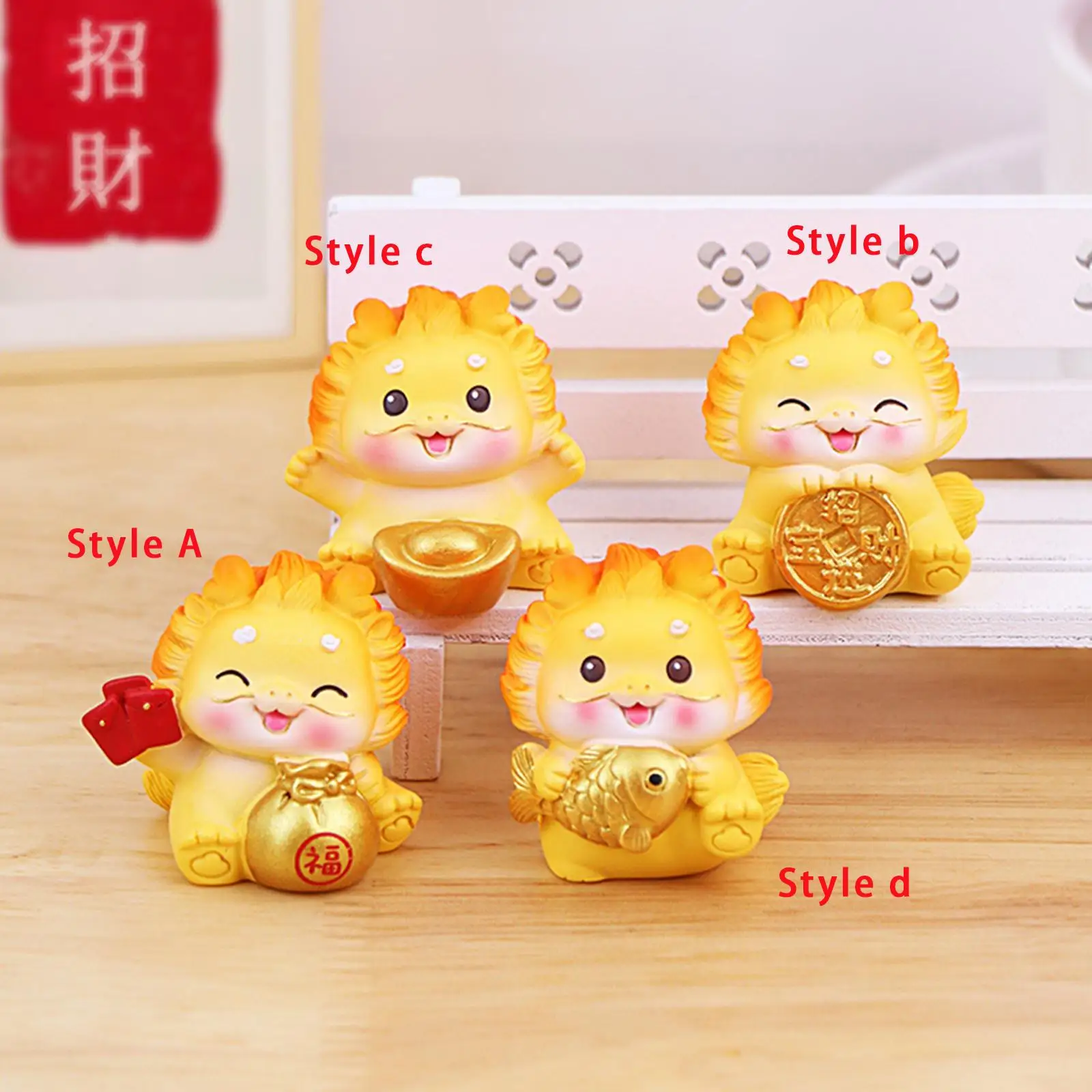 

Китайская Новогодняя фигурка дракона, милые мини-поделки для рабочего стола, Офисная полка