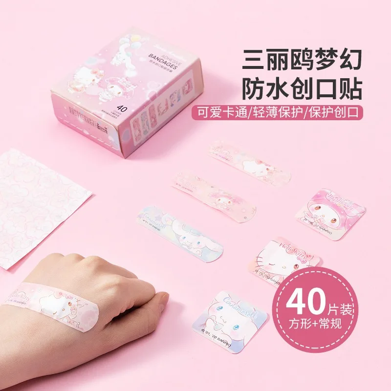 Sanrio Hello Kitty Band-aid Ok vendas parche hemostático niña antifricción pegatinas de pie Anime niños parche de primeros auxilios, 40 unids/lote por caja