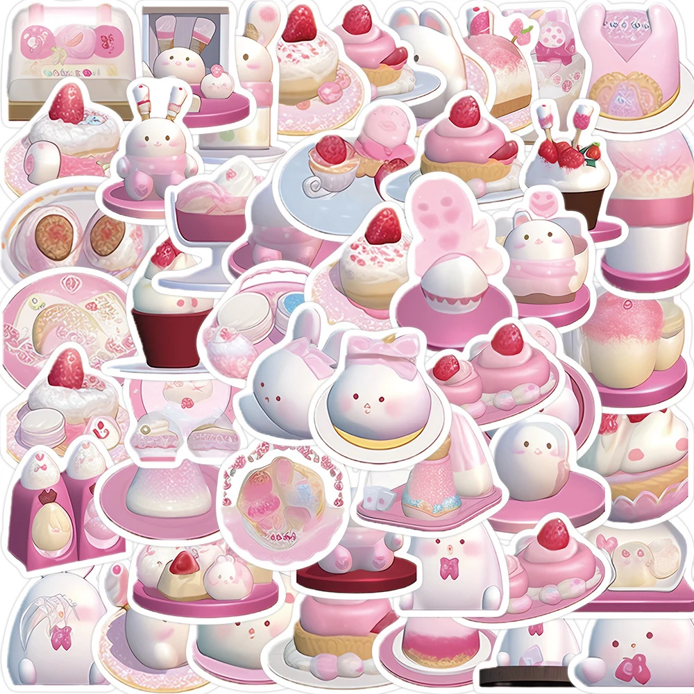 10/30/49pcs Cute Pink Pudding Rabbit Cartoon Stickers Kawaii Decals DIY Laptop Phone Scrapbook Wall Decoration Sticker Kids Toy планшет blackview tab 6 kids pudding pink