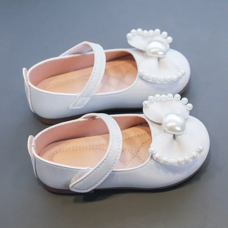 Girls Pearl Mary Jane Flats Shoes for Wedding Party