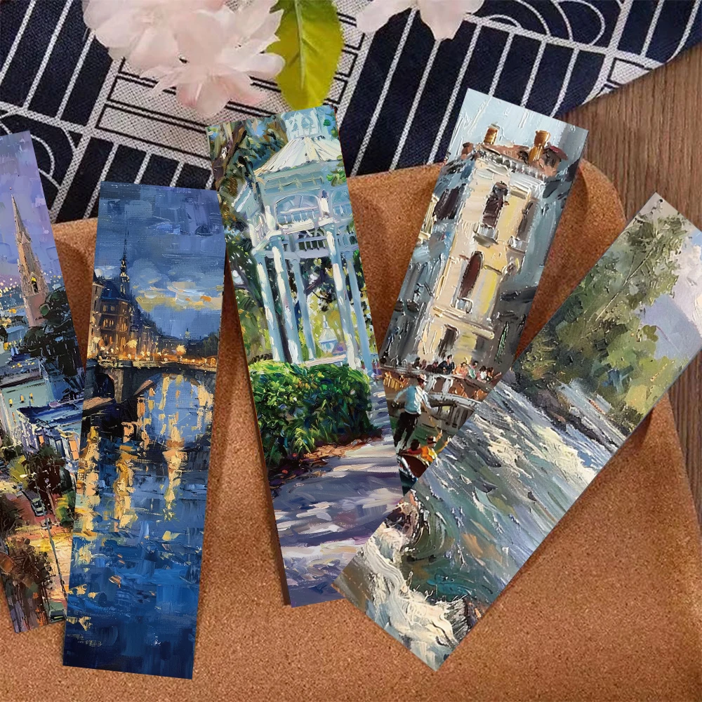 Oil Painting Landscape Bookmarks 30PCS Book Pages Study Room Student Supplies Gift