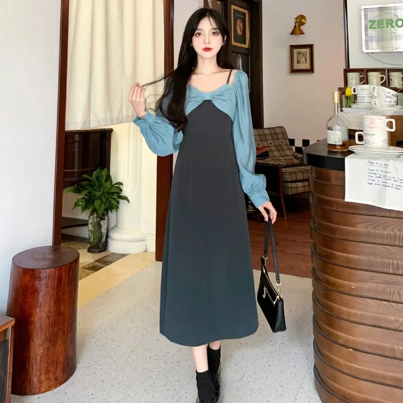 

2022 Dress French Design Bowknot Slim Two Way Off Shoulder Free Shipping
