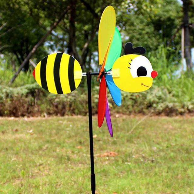 Animal Bee Háromdimenziós Szélmalom Kert Kültéri Kidstoys Rajzfilm Otthoni Dekoráció Szél Fonó Forgó Udvar - Image 2