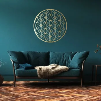 Ramadan & Eid – Art mural spécial fleur de vie en métal, pour décoration de chambre à coucher et de salon, Design Lotus comme pièce d'accent au-dessus du canapé 1