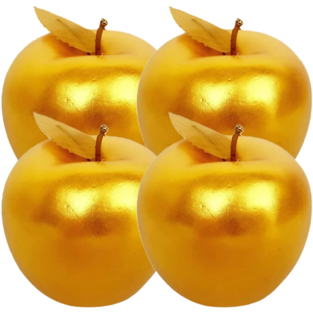 

Simulated Golden Vivid Fruit Model Artificiales Para Lifelike Apples Shape Ornaments Realistic Simulation Party Decoration