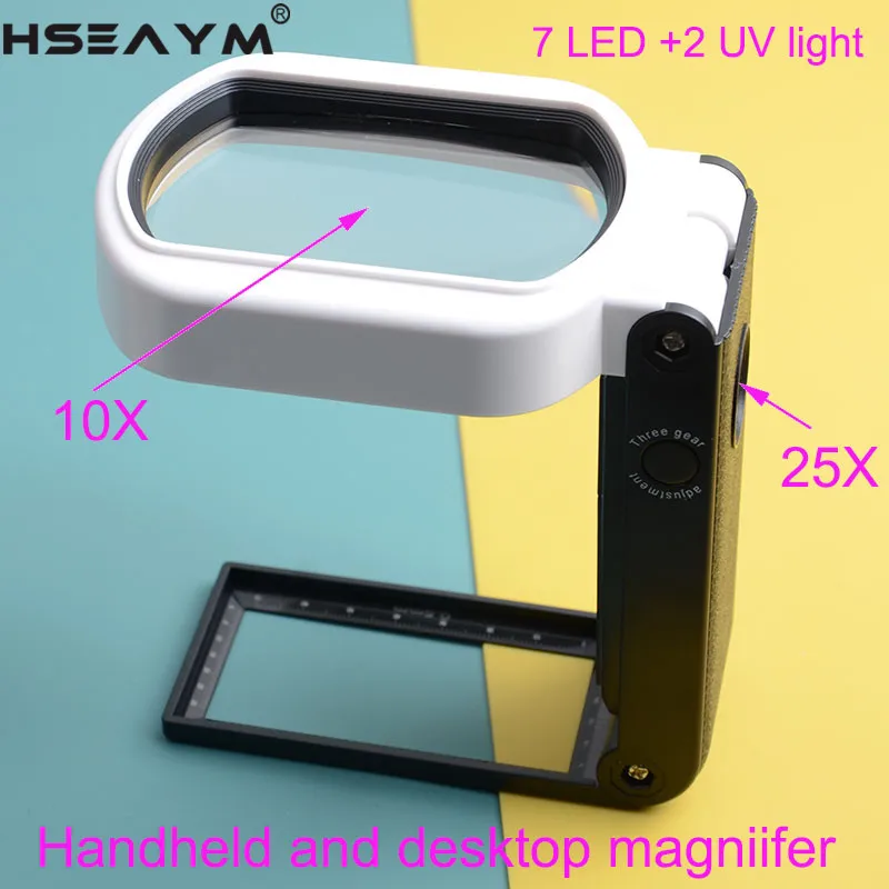 

Desktop Magnifying Glass Square Optical Lens Handheld Magnifier Loupe Repair Folding Reading Phone Screen Jewelry Identification